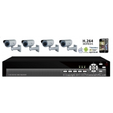 600TVL 4CH channel CCTV DVR Kit Inc. H.264 Network DVR with Mobile Viewing and Waterproof IR 20M Bullet Bracket Cameras with OSD Menu and Integrate Bracket NO Hard Drive or Cable